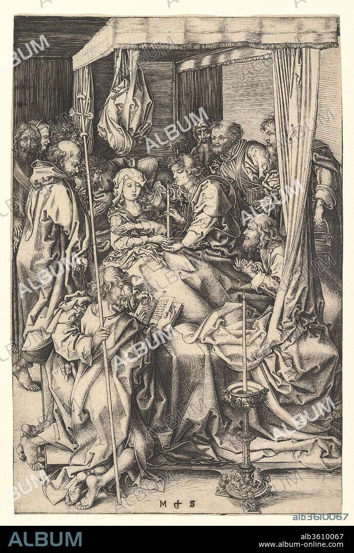 Death of the Virgin. Artist: Martin Schongauer (German, Colmar ca. 1435/50-1491 Breisach). Dimensions: 255 x 168 mm. Date: 15th century.