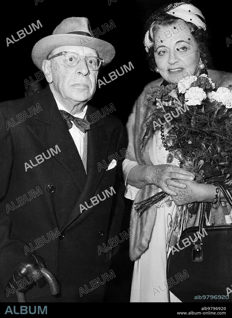 Composer Igor Stravinsky with his wife at the Berlin film festival, 1961.