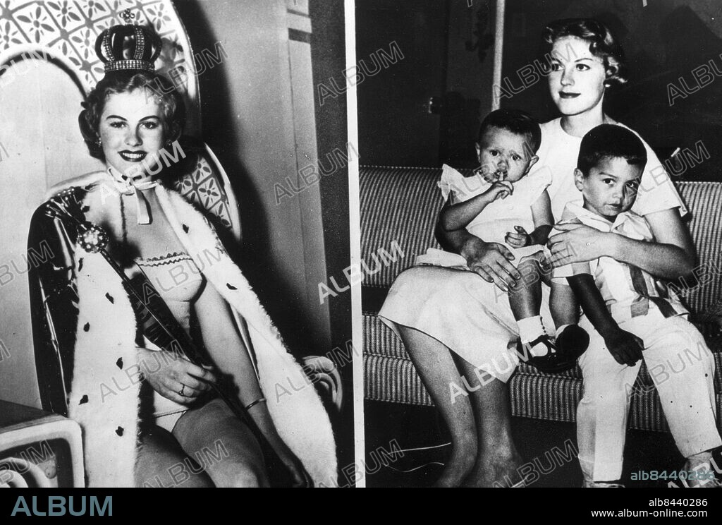 ARKIV 1958 - Första Miss Universum kom från Finland och hette Armi Kuusela. Några år senare är hon gift med en fastiighetsmäklare och har tre barn (två är med på bilden) och är bosatt i Manilla på Filippinerna. Foto: Reportagebild Kod: 37770 COPYRIGHT SCANPIX SWEDEN.