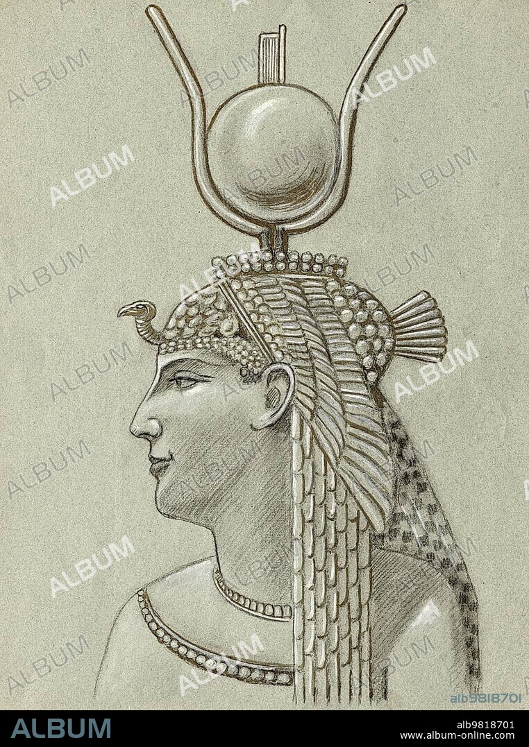 Pharaoh Cleopatra VII born 69 BC, died 12 August 30 BC, ruled Egypt as the last queen of the Macedonian-Greek dynasty of the Ptolemies from 51 BC to 30 BC, Historical, digitally restored reproduction from an original of the period