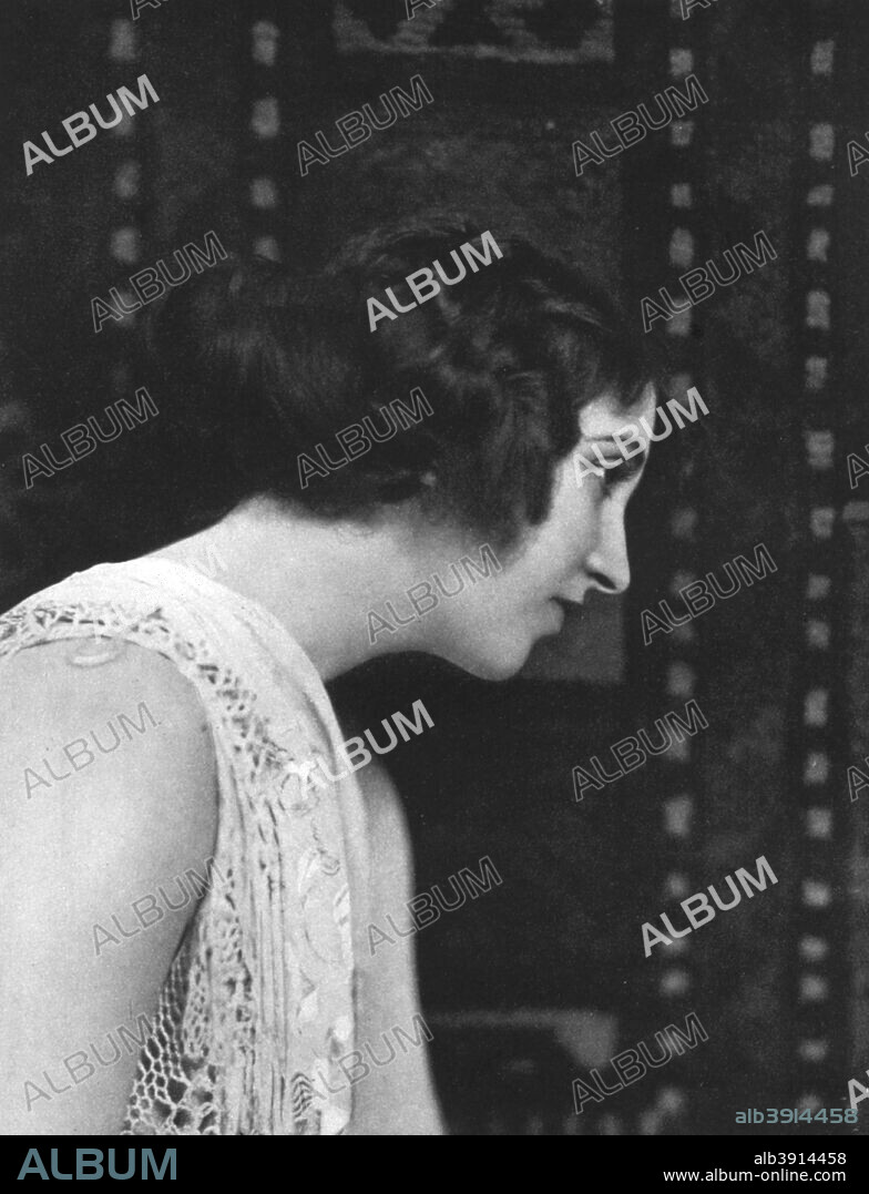 Rita Jolivet (1890-1971), English actress, 1911-1912. Jolivet was a silent film actress whose career spanned from 1914 to 1926. During that time she made only 20 films. She was a passenger on the RMS 'Lusitania' when it was torpedoed and sunk by a German U-boat in the Atlantic Ocean on May 7 1915. From Penrose's Pictorial Annual 1911-1912, The Process Year Book, volume 17, edited by William Gamble and published by AW Penrose (London, 1911-1912).