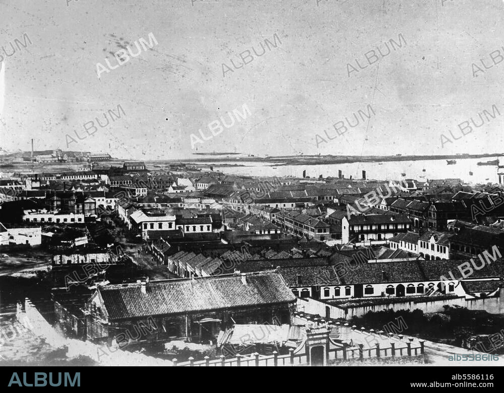 Tsingtau (Chine, province de Shantung; 1898-1914, capitale du Kiautchou, concession allemande). Vue. Photo, 1913.