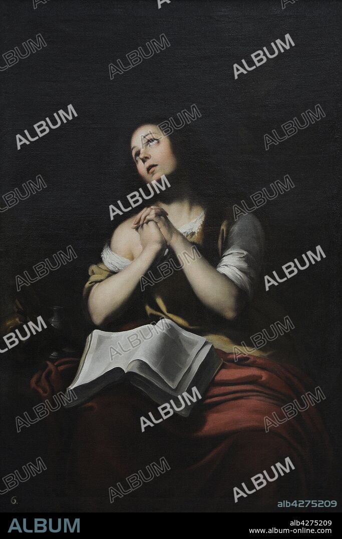Bartolomé Esteban Murillo (1617-1682). Pintor barroco español. La Magdalena, hacia 1650. Óleo sobre lienzo, 1,61 x 1,09 m. Real Academia de Bellas Artes de San Fernando. Madrid. España.