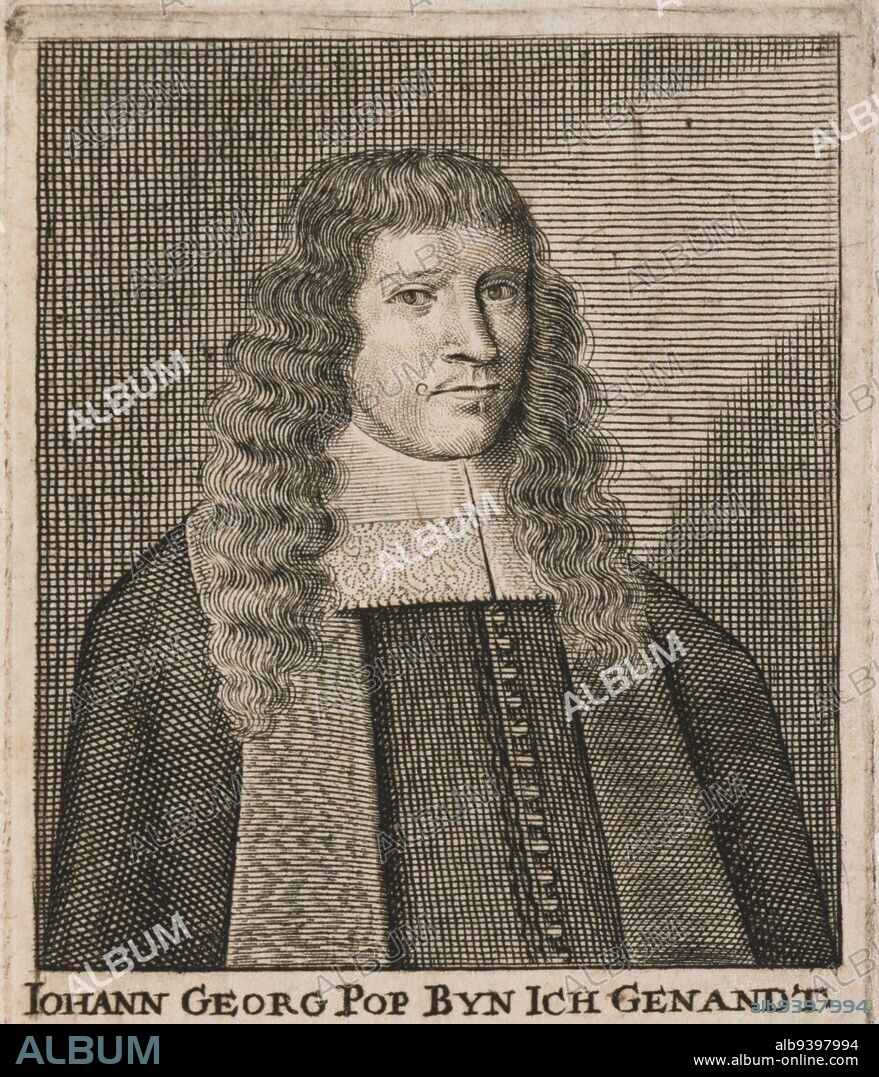 Portrait of Johann Georg Popp, Matthias van Sommer, 1643 - 1672, print maker: Matthias van Sommer, (mentioned on object), Germany, 1643 - 1672, paper, engraving, etching, h 87 mm × w 65 mm.