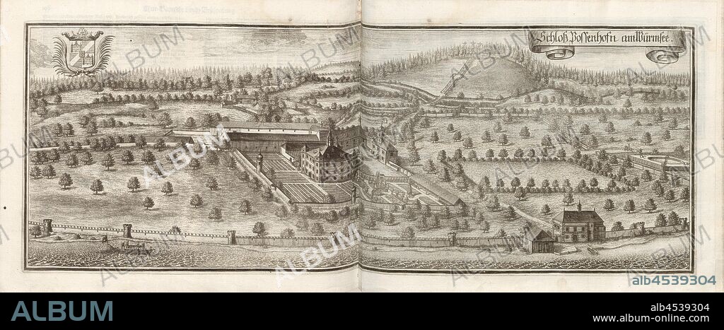 Schloss Possenhofen am Würmsee, Possenhofen Castle on Lake Starnberg in Bavaria (Germany), Fig. 201, according to p. 108, Wening, Michael (del. et sc.), 1701, Michael Wening: Historico-topographica descriptio. Das ist: Beschreibung, dess Churfürsten- und Hertzogthumbs Ober- und Nidern Bayrn, welches in vier Theil oder Rennt-Aembter, als Oberlands München und Burgkhausen, Underlands aber in Landshuet unnd Straubing abgetheilt ist [...]. Thail 1. München: bey Johann Lucas Straub, gem: lobl. Landtschafft Buchtruckern, anno M.DCCI. [1701].