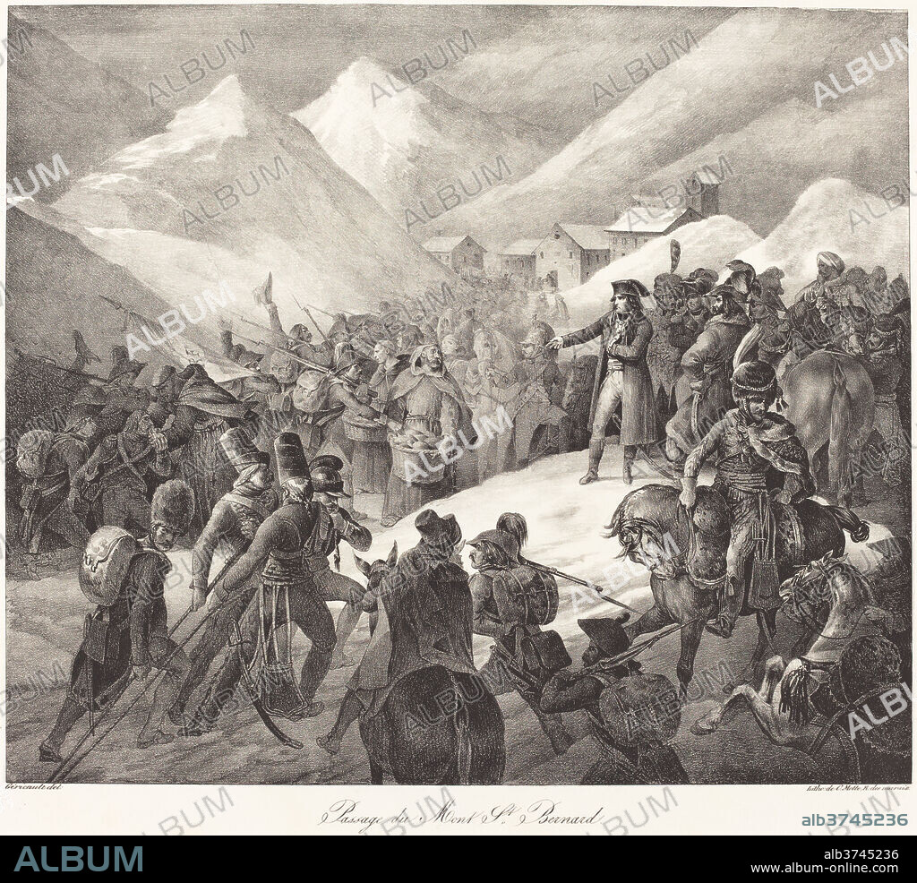 THéODORE GéRICAULT. Passage du Mont St. Bernard (Napoleon's Army Crossing the St. Bernard Pass). Dated: 1822. Dimensions: image: 35.8 x 41.6 cm (14 1/8 x 16 3/8 in.)  sheet: 42.1 x 58.3 cm (16 9/16 x 22 15/16 in.). Medium: lithograph on wove paper.