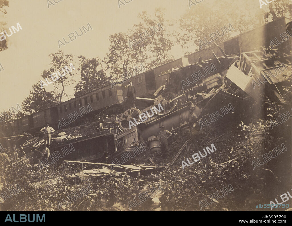 ANDREW J. RUSSELL. Railroad Accident Caused by Rebels. Date/Period: 1862. Print. Albumen silver. Height: 235 mm (9.25 in); Width: 325 mm (12.79 in).