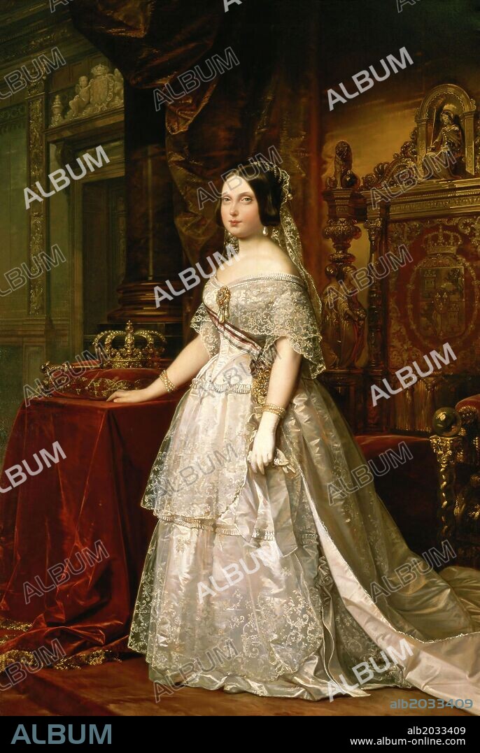 FEDERICO DE MADRAZO. Federico Madrazo / 'Retrato de Isabel II', 1844, Óleo sobre lienzo.
