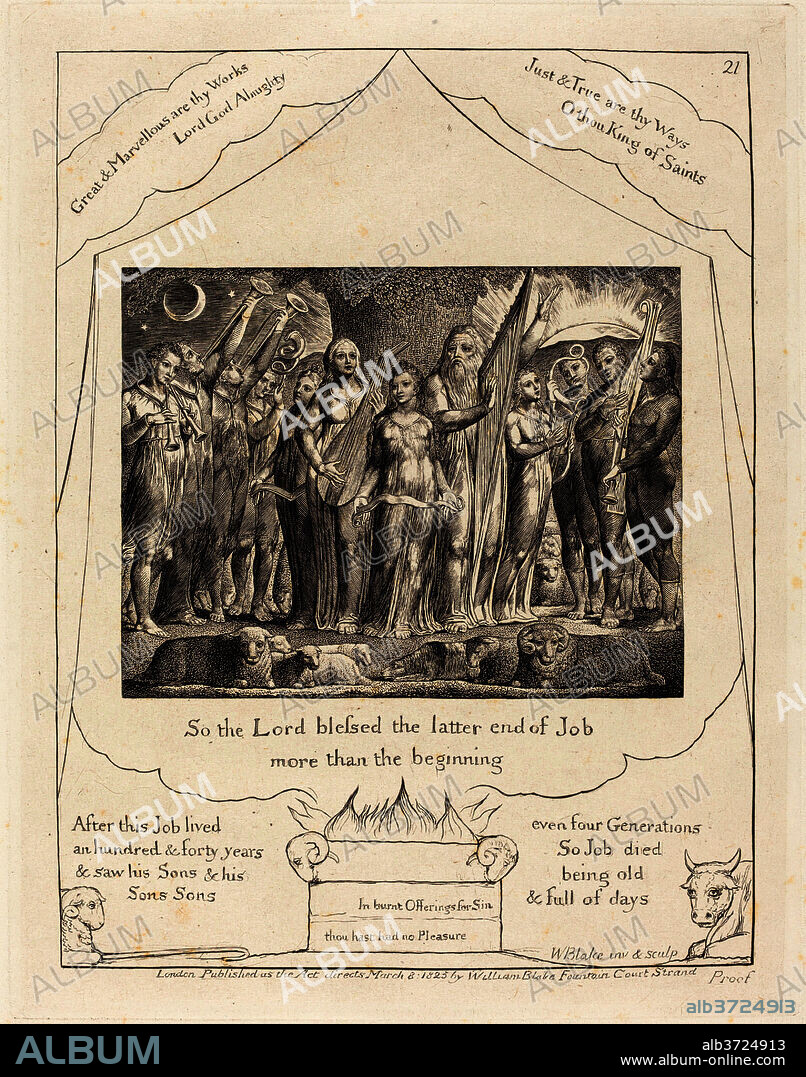 WILLIAM BLAKE. Job and His Wife Restored to Prosperity. Dated: 1825. Medium: engraving on India paper.