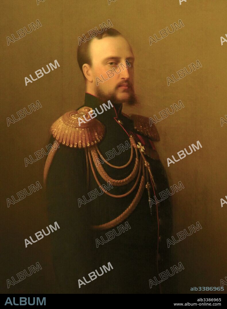 Portrait of the Grand Duke Nicholas Nikolayevich the Elder, (1831-1891) by Vasily Bovin 1815-1870, Oil on canvas, 1869. Grand Duke Nicholas (1831 - 1891) was the third son and sixth child of Tsar Nicholas I of Russia and Alexandra Feodorovna. He may also be referred to as Nicholas Nikolayevich the Elder to tell him apart from his son. Trained for the military, as a Field Marshal he commanded the Russian army of the Danube in the Russo-Turkish War, 1877-1878.