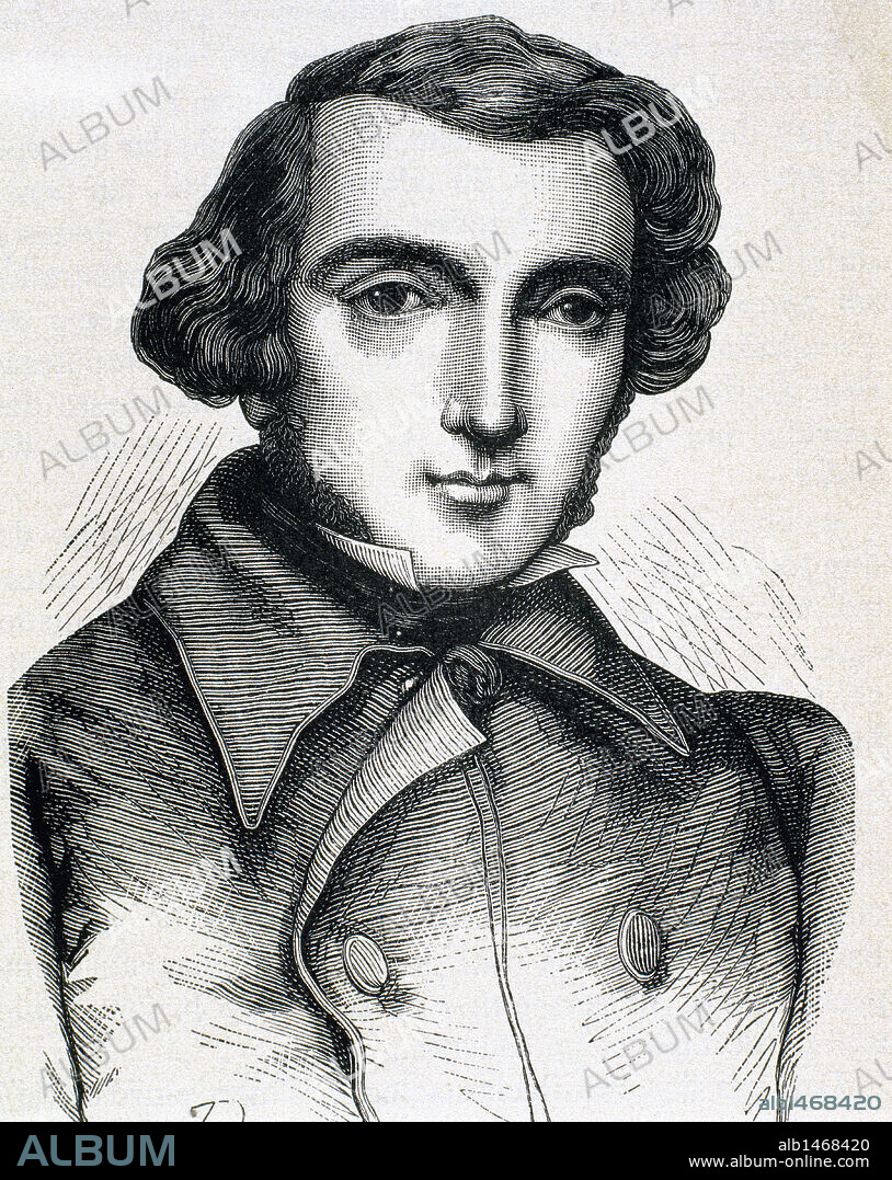 TOCQUEVILLE, Alexis Henri Clérete, conde de (1805-1859). Escritor y político francés. Ministro de Relaciones Exteriores en 1849. Grabado del s. XIX.