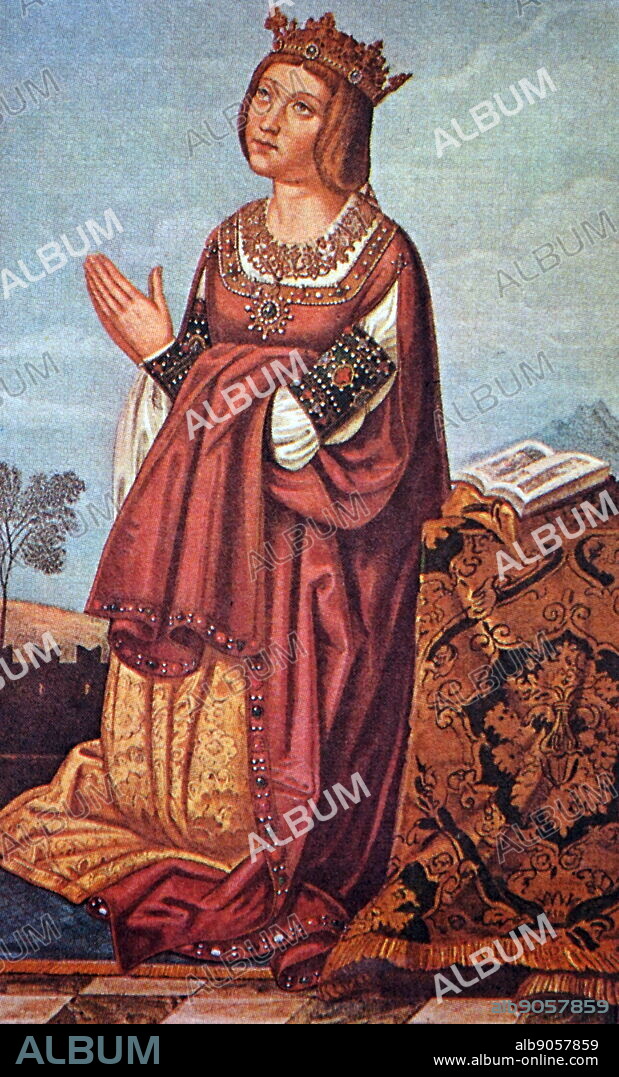 Portrait of Isabella I of Castile (1451-1504). She was married to Ferdinand II of Aragon. Their marriage became the basis for the political unification of Spain under their grandson, Holy Roman Emperor Charles V. Dated 15th Century.