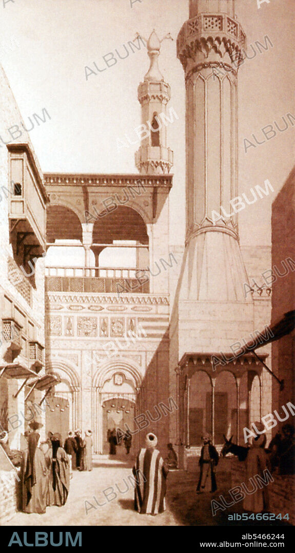 Edward William Lane (1801-76) was a British Orientalist, translator and Arabic scholar who lived in Ottoman Cairo from 1825-28. So fascinated was he with Egypt, he dressed as an Ottoman Turk and spent much time sketching the backstreets of Cairo. Upon his return to England he translated the novel 'Arabian Nights' ['1001 nights'] and 'Selections from the Qur'an'.
