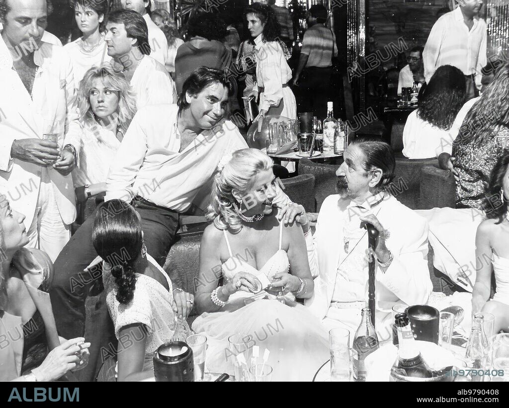 Marbella, 07/20/1985. Celebration of the sixth anniversary of the Regine nightclub. In the image, Manolo Santana, Jaime de Mora y Aragón and his wife Margit Ohlson.