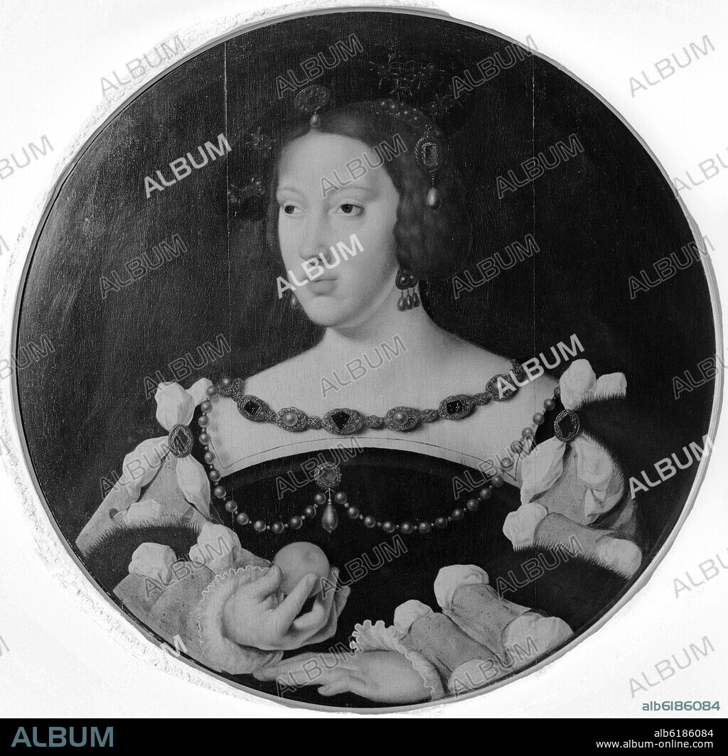 JOOS VAN CLEVE 1485-1541) VAN CLEEF O VAN DER BEKE. DOÑA LEONOR DE AUSTRIA (1498-1558) - ARCHIDUQUESA DE AUSTRIA Y REINA DE PORTUGAL Y DE FRANCIA - FOTOGRAFIA EN BLANCO Y NEGRO - AÑOS 50 -.