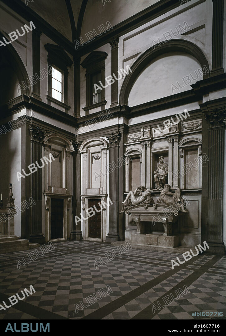 The Day & Night   1520-36  Michelangelo Buonarroti (1475-1564 Italian)  Marble Sculpture   Medici Chapel, Florence, Italy.