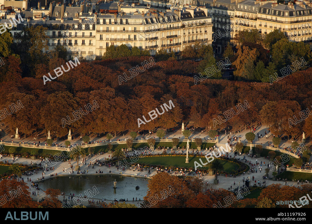 Aerial view of the Luxembourg garden, Paris, France, Europe.