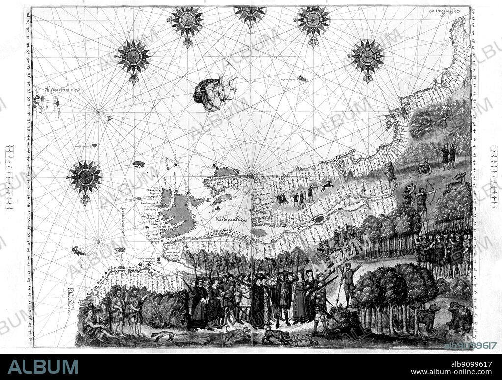 Jacques Cartier's map of Canada from the Nicholas Vallard Atlas (1547).