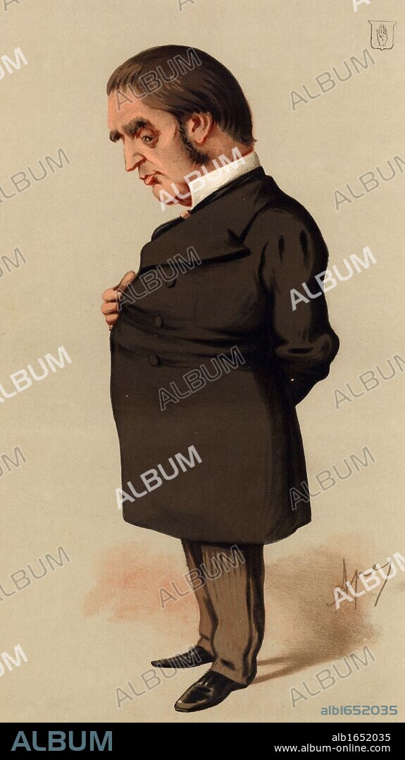 William Withey Gull (1816-1890) English physician born at Colchester, Essex. Studied at Guy's Hospital, London. Graduated as Bachelor of Medicine (MB) 1841 and Doctor of Medicine (MD) 1846. Remained consulting physician at Guy's for the rest of his life. Distinguished and described (1873) "cretinoid state in adults" (myxoedema) thyroid deficiency in middle age.  Cartoon by 'Ape' (Carlo Pellegrini - 1838-1889) from "Vanity Fair" (London, 18 December 1875). Chromolithograph. (Photo by: Universal History Archive/UIG via Getty Images).