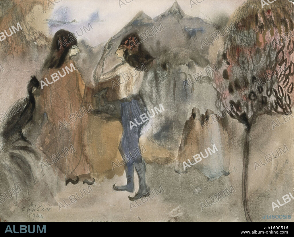 MARTIROS SERGEEVIC SAR'JAN. Fairy Tale by Martiros Sarjan, watercolor, 1904, 1880-1972, Armenia, Erevan, Saryan Museum.