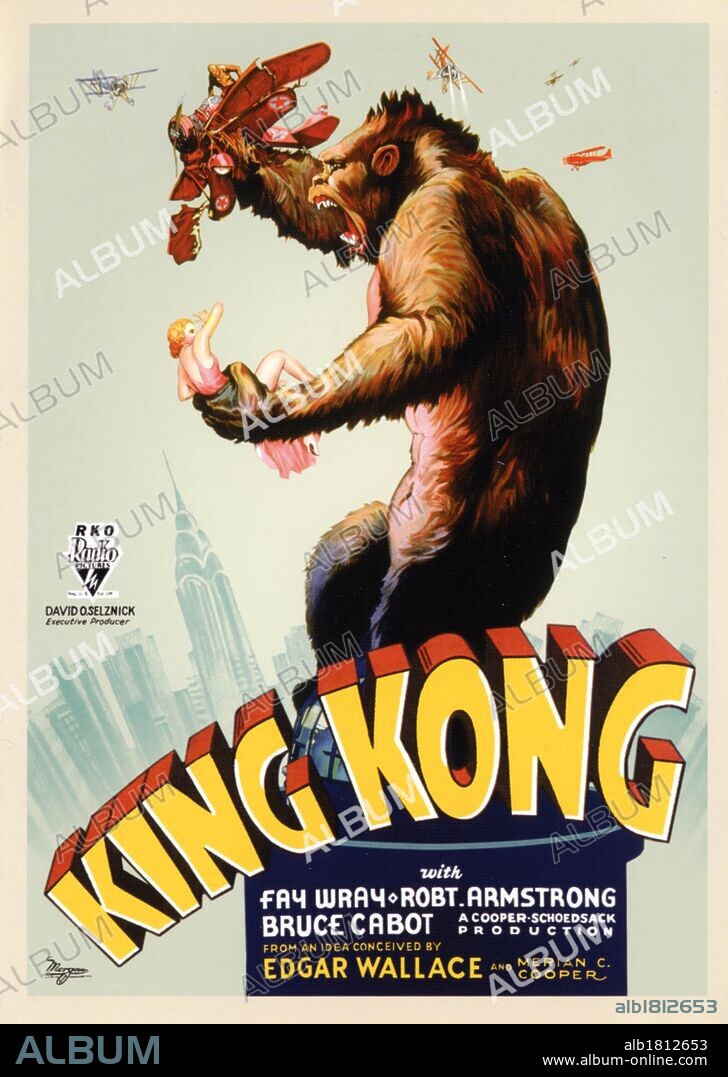 Poster of KING KONG, 1933, directed by ERNEST B. SCHOEDSACK and MERIAN C. COOPER. Copyright RKO.