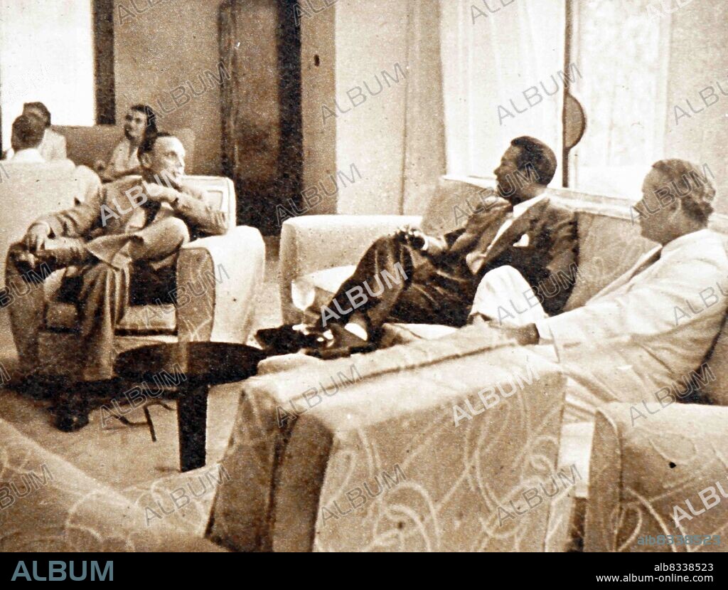 Commissioner General in South East Asia Malcolm Macdonald with the Emperor Bao Dai and Leon Pignon in Singapore. Malcolm Macdonald with Malcolm John MacDonald OM PC (17 August 1901 - 11 January 1981) was a British politician and diplomat. Bao Dai (22 October 1913 - 30 July 1997), was the 13th and final emperor of the Nguyen dynasty, the last ruling family of Vietnam. Leon Marie Adolphe Pascal Pignon (April 19, 1908 - April 4, 1976) was the French high commissioner in Indochina from October 1948 until December 1950.