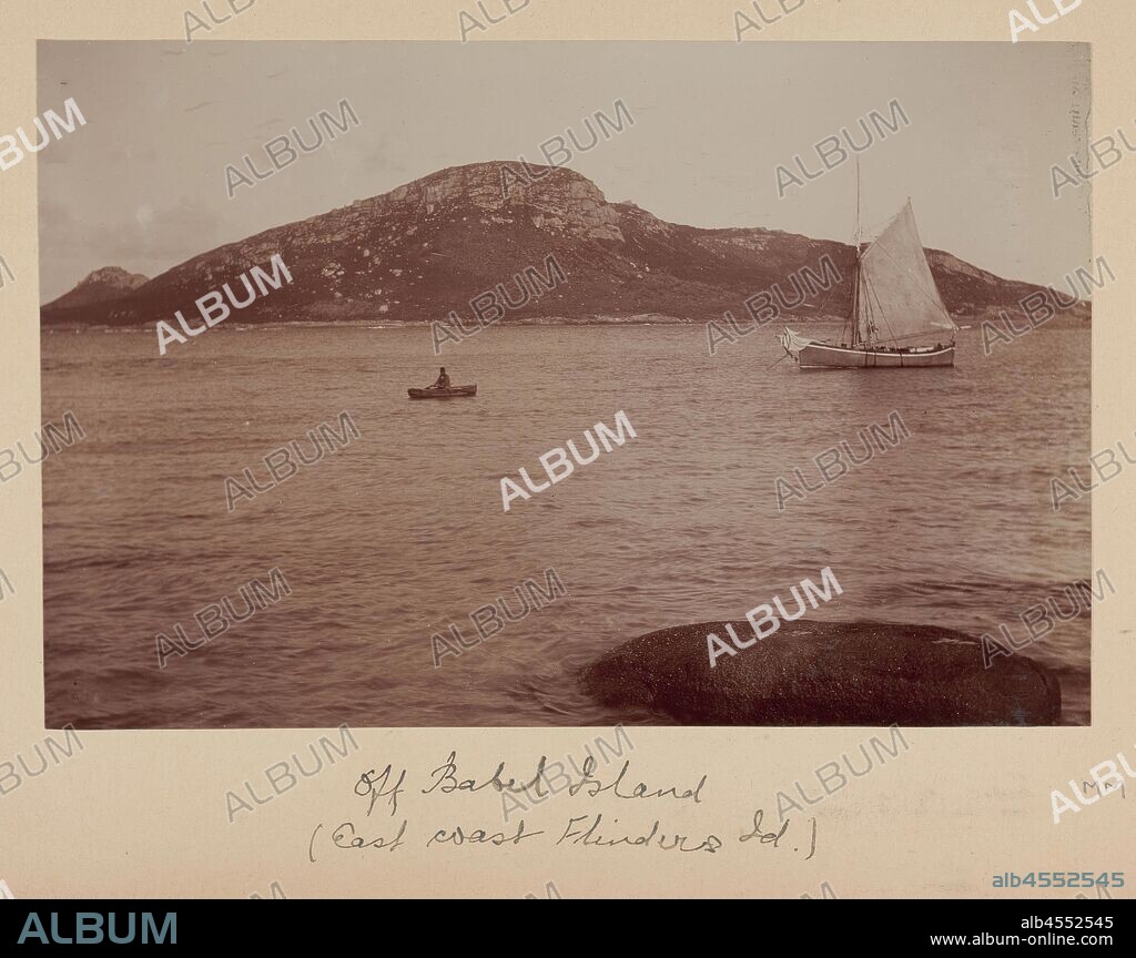 Photograph - Boats off Babel Island, 1893, One of sixty-nine black and white and sepia toned photographs in a bound album [six of which are loose] taken by A J Campbell during a Field Naturalists' Club of Victoria scientific expedition to the Furneaux Group of islands, Bass Strait, in November1893.