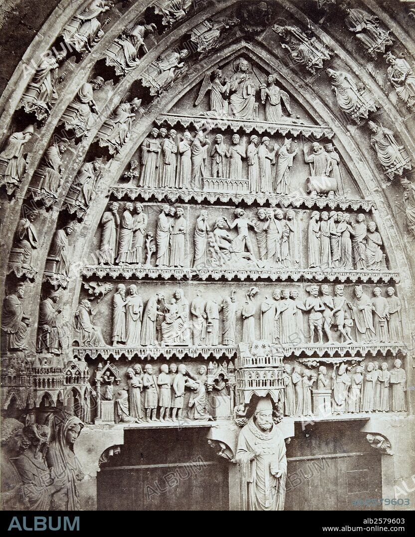 JEAN LE LOUP, GAUCHER DE REIMS y BERNARD DE SOISSONS. Reims. Catedral, tímpano de la portada principal.