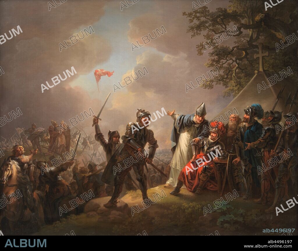 CHRISTIAN AUGUST LORENTZEN. The Legend of the Danish Flag. The Dannebrog falling from the sky during the Battle of Lyndanise.