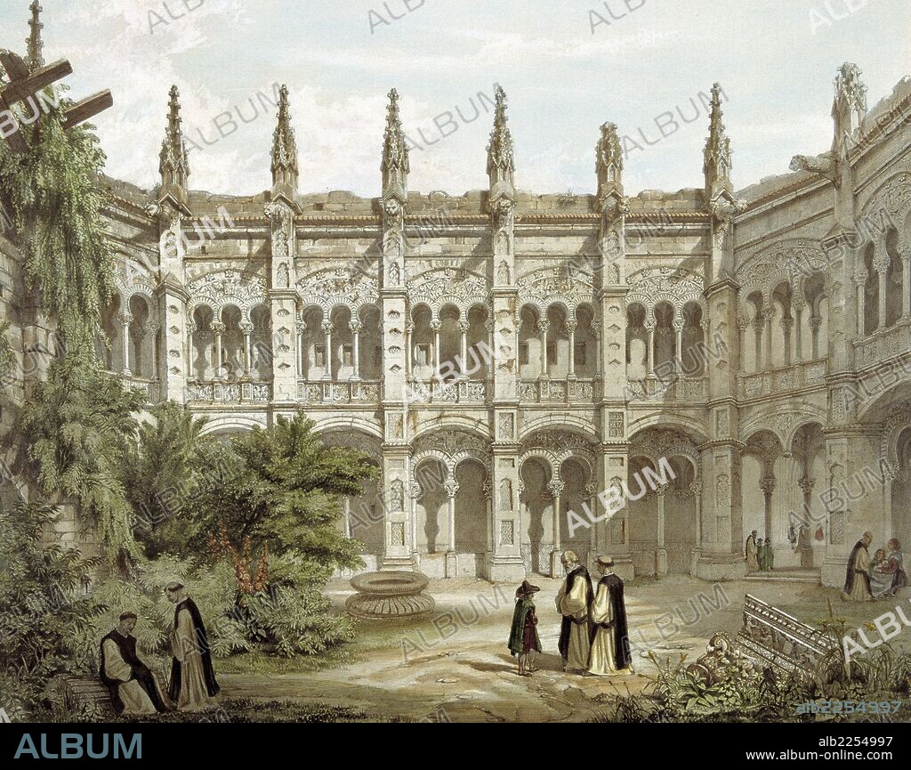 ZARAGOZA. CLAUSTRO DE SANTA ENGRACIA. DIBUJO DE GENARO PEREZ DE VILLAAMIL. PARIS 1842-1850.