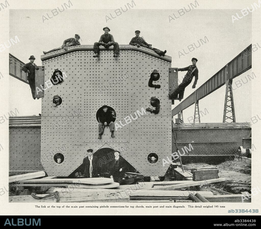Quebec Bridge: link at the top of the main post containing pinhole connections with workmen. A new bridge was constructed after the original bridge collapsed in 1907.