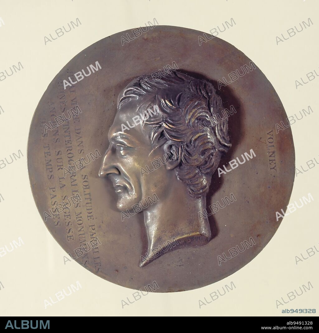 Portrait of Constantin-François de Chasseb½uf, Comte de Volney (1757-1820), scholar and philosopher, David d'Angers, Pierre-Jean, Sculptor, Richard, Louis, Founder, In 1826, Sculpture, Medallion (sculpture), Dimensions - Work: Diameter: 10 cm.