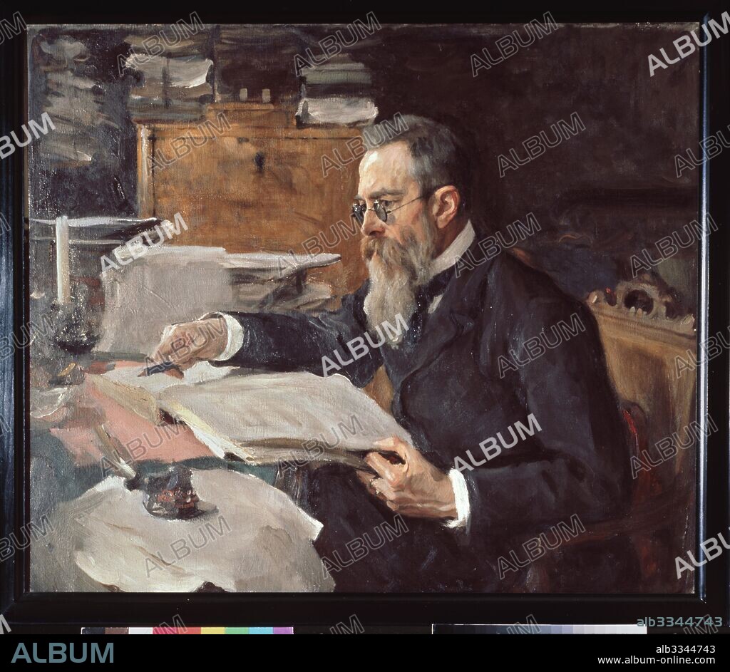 VALENTIN ALEXANDROVICH SEROV. Portrait of the composer Nikolai Rimsky-Korsakov (1844-1908).