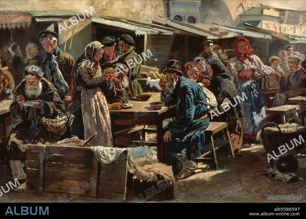 WLADIMIR JEGOROWITSCH MAKOWSKI. Makowski, Wladimir Jegorowitsch 1846-1920. "Die Mahlzeit", 1875. Öl auf Leinwand, 71 × 108 cm. Moskau, Staatliche Tretjakow-Galerie.