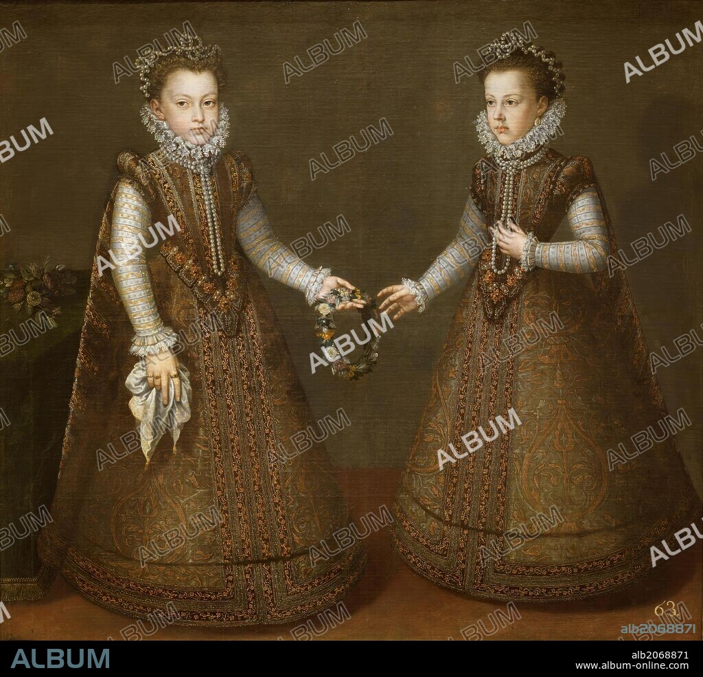 ALONSO SÁNCHEZ COELLO. Alonso Sánchez Coello / 'Las infantas Isabel Clara Eugenia y Catalina Micaela', Hacia 1575, Escuela Española, Óleo sobre Lienzo, 135 cm x 149 cm, P01138.