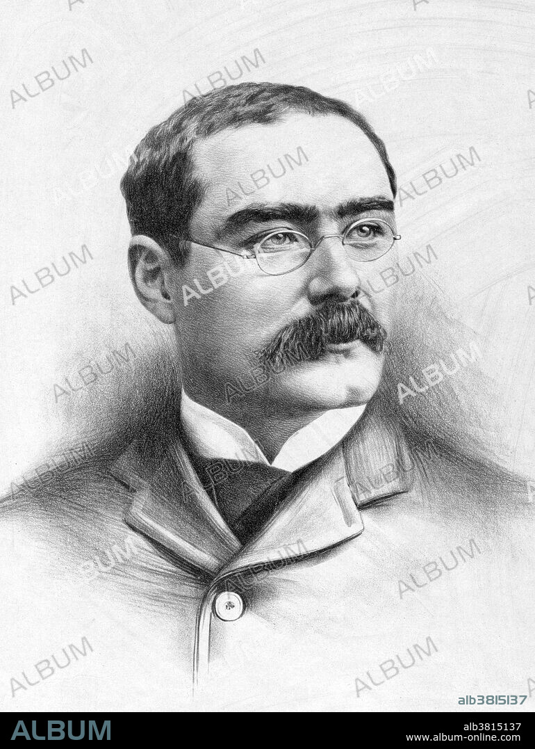 Joseph Rudyard Kipling (December 30 1865 - January 18, 1936) was an English short-story writer, poet, and novelist. He wrote tales and poems of British soldiers in India and stories for children. He was born in Bombay, in the Bombay Presidency of British India, and was taken by his family to England when he was five years old. Kipling is regarded as a major innovator in the art of the short story; his children's books are classics of children's literature. He was one of the most popular writers in England, in both prose and verse, in the late 19th and early 20th centuries. In 1907, he was awarded the Nobel Prize in Literature, making him the first English-language writer to receive the prize, and its youngest recipient to date. He kept writing until the early 1930s, but at a slower pace and with much less success than before. Less than one year before his death Kipling gave a speech (titled "An Undefended Island") to The Royal Society of St George on May 6, 1935 warning of the danger which Nazi Germany posed to Britain. On the night of January 12,1936, Kipling suffered a hemorrhage in his small intestine. He underwent surgery, but died less than a week later at the age of 70 of a perforated duodenal ulcer. Kipling is best remembered for his works of fiction: The Jungle Book, Just So Stories and Kim and his short story "The Man Who Would Be King". No artist credited, published by Kellogg, E.L. & Company, 1899.