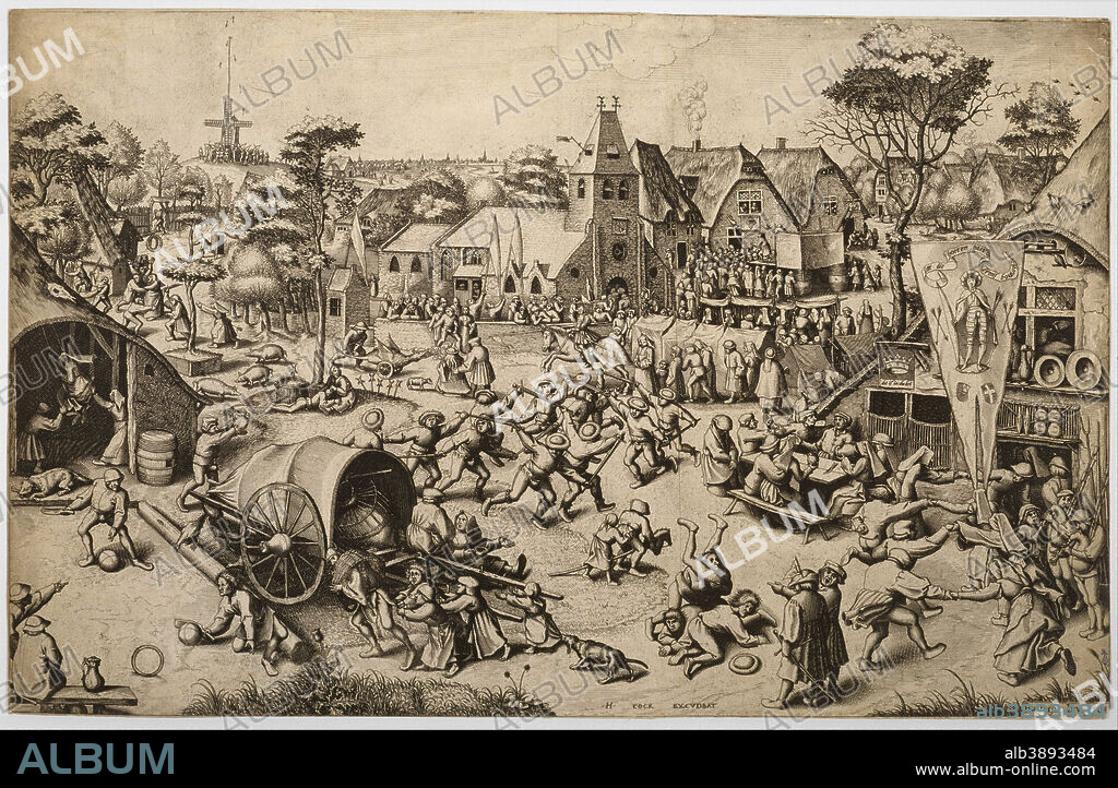 PIETER BRUEGHEL THE ELDER. The Fair of Saint George's Day. Date/Period: 1559 - 1562. Print. Etching and engraving Etching and engraving. Height: 336.55 mm (13.25 in); Width: 524 mm (20.63 in).