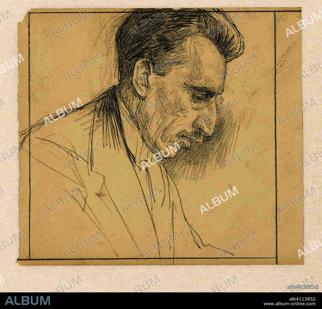 JAN PIETER VETH. Portrait of P. Visser, profile to the right. Draughtsman: Jan Veth. Dating: 1874 - 1925. Measurements: h 150 mm × w 166 mm.