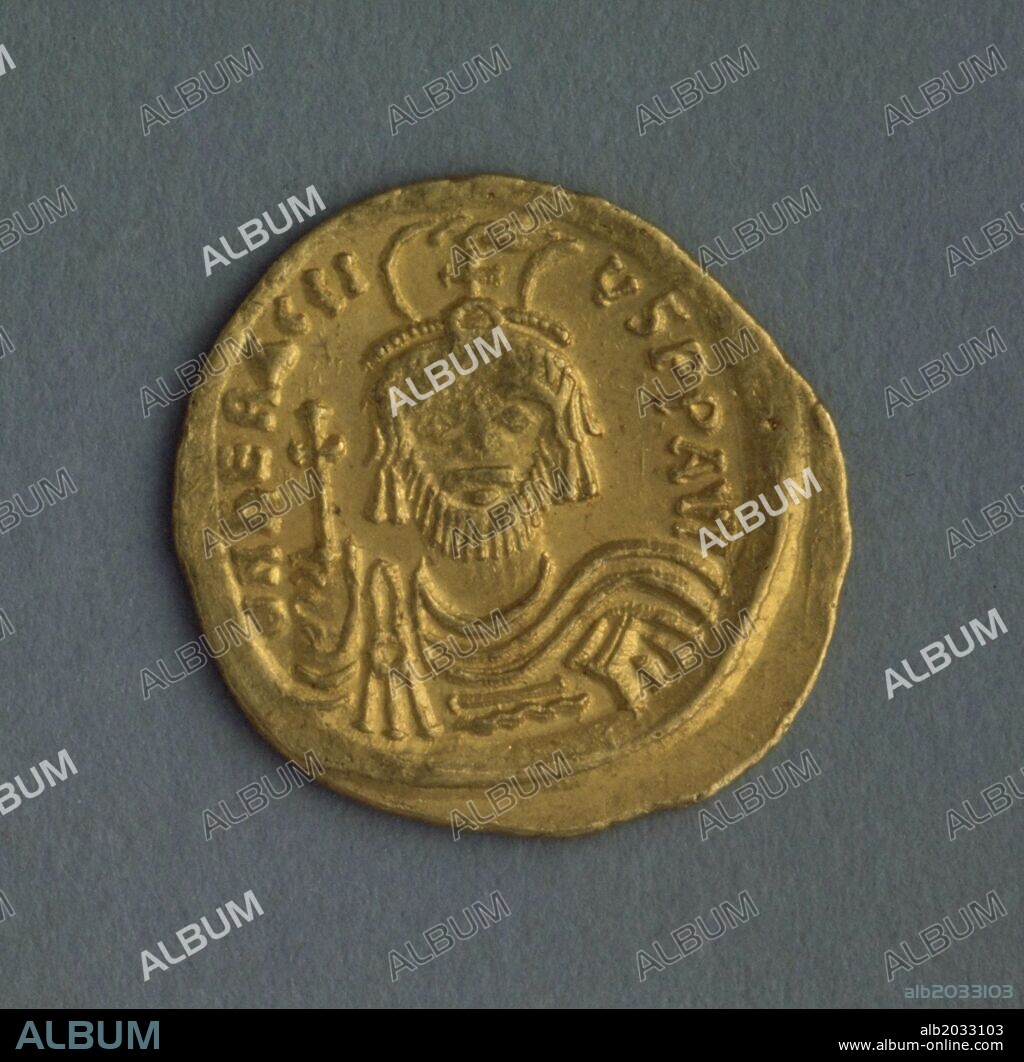 Emperador bizantino Heraclius c.575-641, denario de oro.