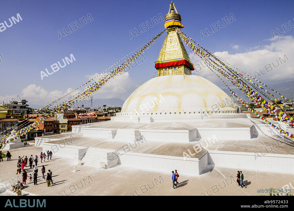Boudhanath Buddhist Stupa (Devanagari), Kathmandu, Nepal, Asia.