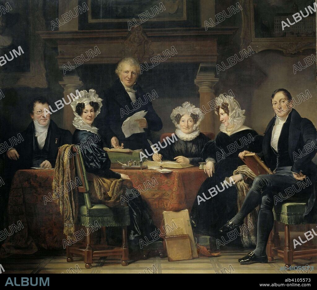 JAN ADAM KRUSEMAN. Regents and Regentesses of the Lepers' Asylum, Amsterdam, 1834-35. Dating: 1834 - 1835. Measurements: h 255 cm × w 285 cm × t 4.5 cm × t 7.2 cm.