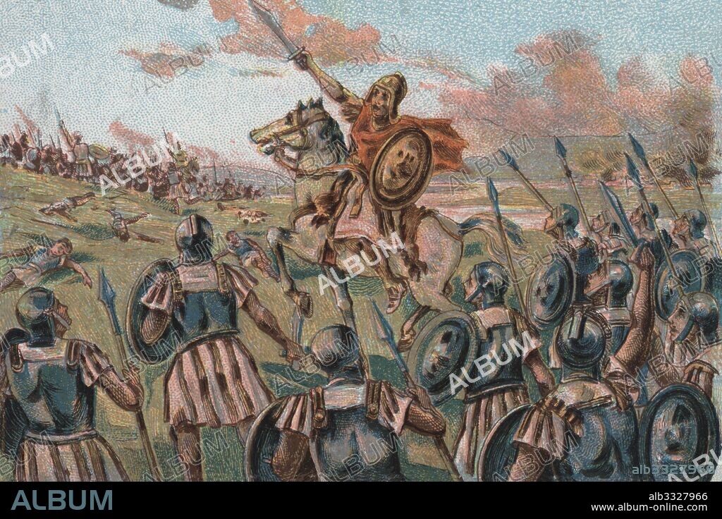 Historia de España. Batalla de Munda (Montilla) el 17 de marzo de 45 ac. Victoria de los ejércitos de Julio César sobre los pompeyanos al mando de Tito Labieno que significó el final de la segunda guerra civil romana.