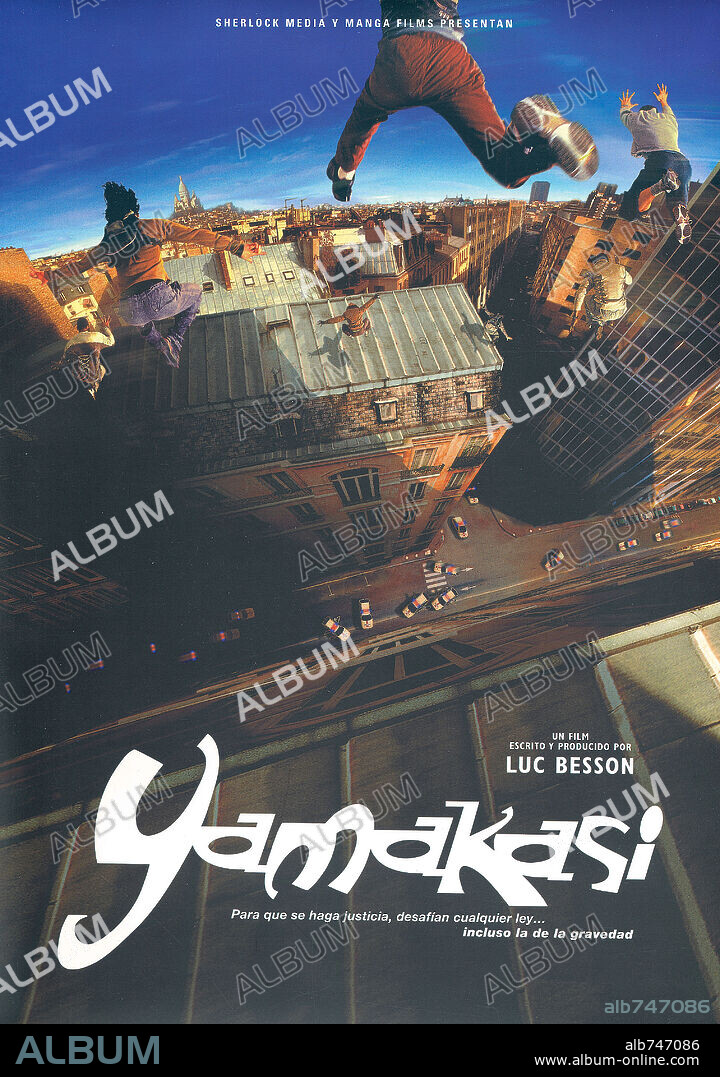 Poster de YAMAKASI, 2001, dirigida por ARIEL ZEITOUN. Copyright EUROPA CORPORATION/TF 1 FILMS PRODUCTIONS.
