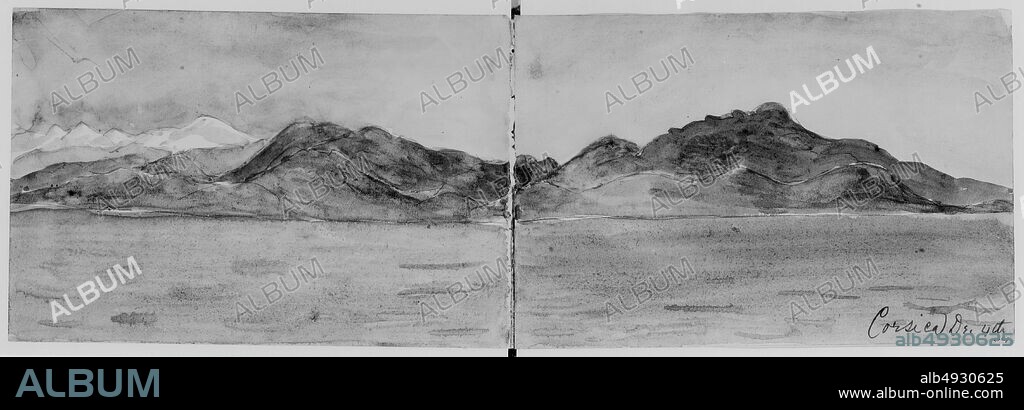 Mary Newbold Sargent, Corsica, 1904 (from Sketchbook), American, Mary Newbold Sargent (18261906), 1904, American, Graphite and watercolor on paper, 5 7/8 x 8 5/8 in. (14.9 x 21.9 cm), Drawings.