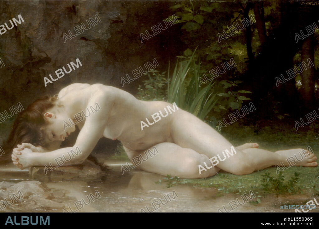WILLIAM BOUGUEREAU. Biblis; In Greek mythology, Byblis or Bublis  was a daughter of Miletus. Her mother was either Tragasia, Cyanee, daughter of the river-god Meander, or Eidothea, daughter of King Eurytus of Caria. She fell in love with Caunus, Apollo’s grandson and her twin brother. Despite her initial efforts to convince herself that her feelings were natural, she realized the inappropriateness of them. Unable to keep her love for Caunus a secret from him any longer, she sent him a long love letter through a servant giving examples of other incestuous relationships between the gods. Disgusted, he ran away. Believing that she could yet make him love her, she was determined to try to woo him once more. When she found out that he had fled, she tore her clothes in sadness and was driven into madness. She followed him through much of Greece and Asia Minor until she finally died, tired and sad. She was changed into a spring.  William-Adolphe Bouguereau (30 November 1825 – 19 August 1905) was a French academic painter. In his realistic genre paintings he used mythological themes, making modern interpretations of classical subjects, with an emphasis on the female human body.