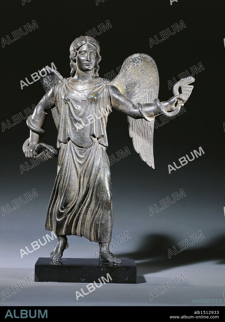 Etruscan civilization, 5th century b.C. Bronze statue depicting Vanth (goddess of the netherworld) as Fury, circa 425-400 b.C.