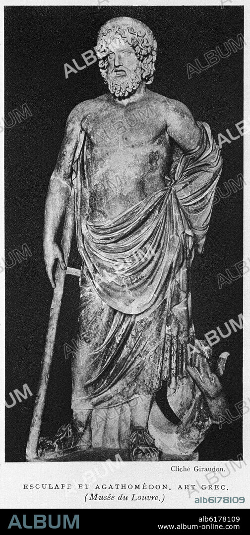 ESCULTURA DE ASCLEPIO - DIOS GRIEGO DE LA MEDICINA.