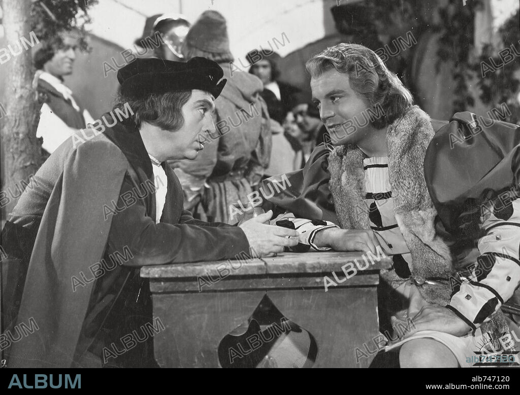 EDUARDO FAJARDO and MANUEL LUNA in ALBA DE AMERICA, 1951, directed by JUAN DE ORDUÑA. Copyright CIFESA.