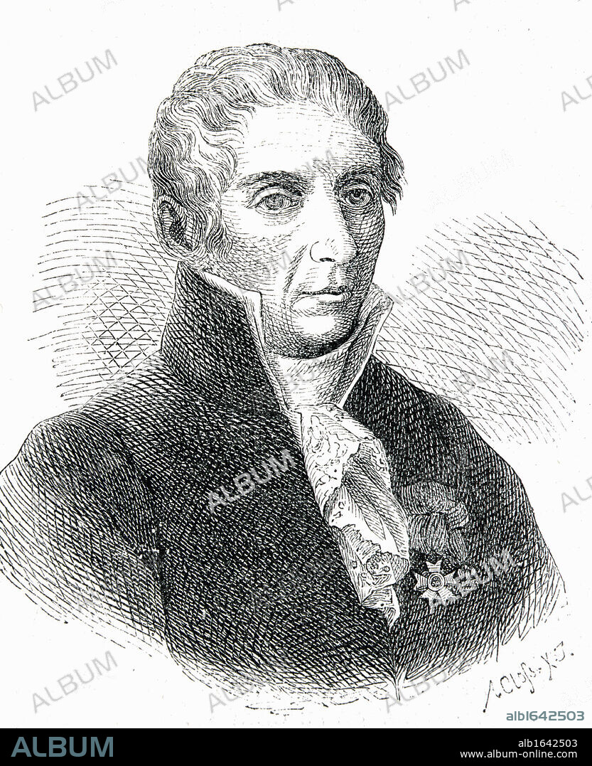Count Alessandro Volta 1745 to 1827 Italian physicist who developed the electric battery Engraved by Adolf Closs 1840 to 1894.
