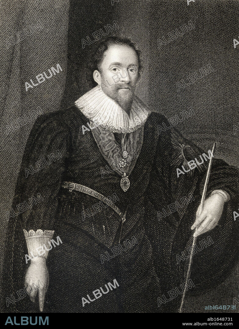 William Herbert, Earl of Pembroke, 1580-1630. English Lord Chamberlain. From the book 'Lodge's British Portraits' published London 1823.